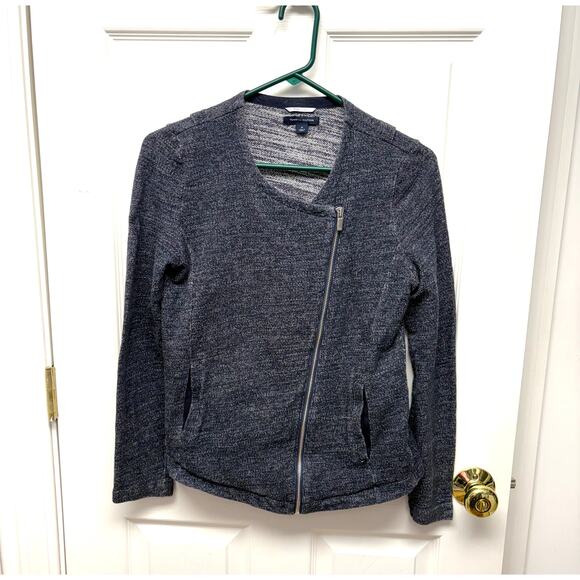 Tommy Hilfiger Athluxe Sweatshirt Jacket, Cropped, Zip, Navy, Women's Size M - Picture 1 of 4
